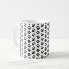Schwarz-Weiß-Hund-Paw-Druck Kaffeetasse