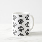 Schwarz-Weiß-Hund-Paw-Druck Kaffeetasse (VorderseiteRechts)