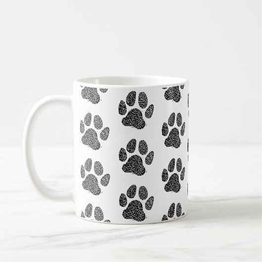 Schwarz-Weiß-Hund-Paw-Druck Kaffeetasse (Links)