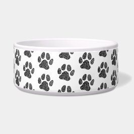 Schwarz-Weiß-Hund-Paw-Druck Napf