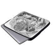 Schwarz-Weiß-Hunde Laptopschutzhülle (Vorne Knopf)