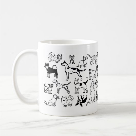 Schwarz-Weiß-Hunde-Muster | Coole Canine Lover Kaffeetasse (Links)