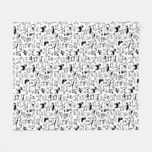 Schwarz-Weiß-Hunde-Muster| Niedlich Canine Lover's Fleecedecke (Vorderseite (Horizontal))