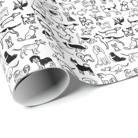 Schwarz-Weiß-Hunde-Muster| Niedlich Canine Lover's Geschenkpapier (Rolleneckpunkt)