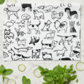 Schwarz-Weiß-Hunde-Muster| Niedlich Canine Lover's Geschirrtuch (Gefaltet)