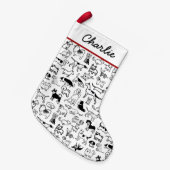 Schwarz-Weiß-Hunde-Muster| Niedlich Canine Lover's Kleiner Weihnachtsstrumpf (Vorderansicht (hängend))