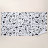 Schwarz-Weiß-Hunde-Muster| Niedlich Canine Lover's Strandtuch (Vorderseite)