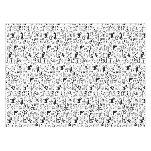 Schwarz-Weiß-Hunde-Muster| Niedlich Canine Lover's Tischdecke (Vorderseite (Horizontal))