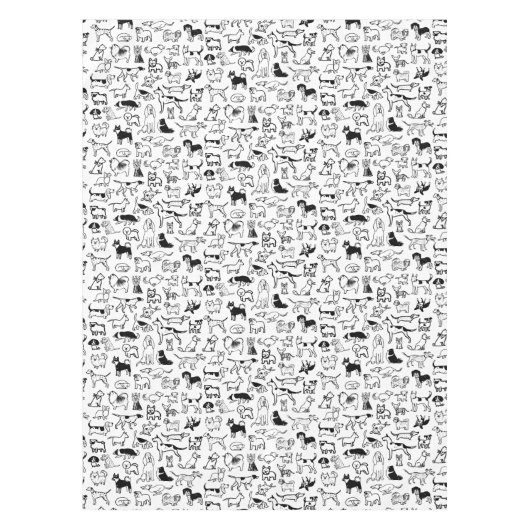 Schwarz-Weiß-Hunde-Muster| Niedlich Canine Lover's Tischdecke (Vorderseite)