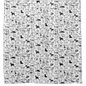 Schwarz-Weiß-Hunde-Muster | Niedliche Canine Lover Duschvorhang (Vorderseite)