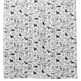 Schwarz-Weiß-Hunde-Muster | Niedliche Canine Lover Duschvorhang