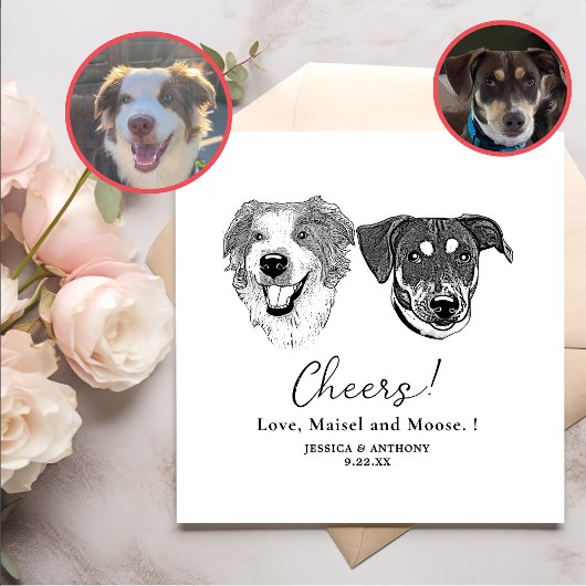 Schwarz-Weiß-Hunde - Personalisiertes Beileid Serviette