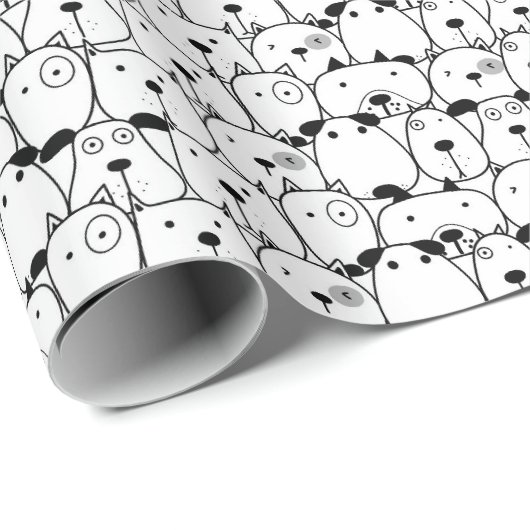 Schwarz-Weiß-Hunde-Pile Geschenkpapier (Rolleneckpunkt)