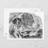 Schwarz-Weiß-Hunde Postkarte (Vorne/Hinten)