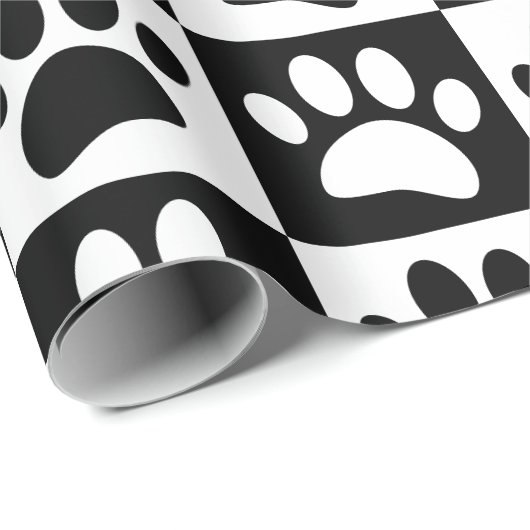 Schwarz-Weiß-Hundebahnen auf den Plätzen Geschenkpapier (Rolleneckpunkt)