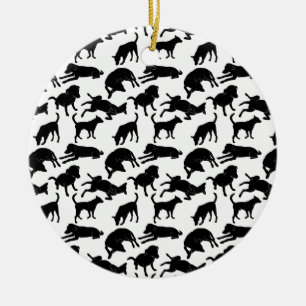 Schwarz-Weiß-Hundeform Keramik Ornament