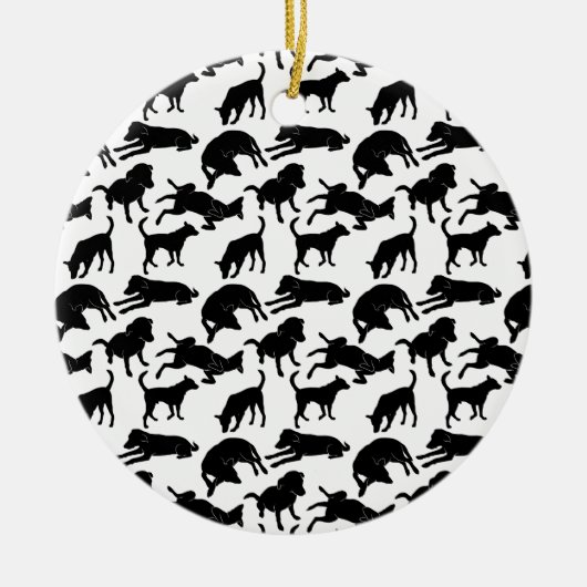 Schwarz-Weiß-Hundeform Keramik Ornament (Vorne)