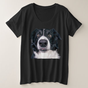 Schwarz-Weiß-Hundegesicht Große Größe T-Shirt