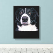 Schwarz-Weiß-Hundegesicht Leinwanddruck (Insitu (Holzboden))