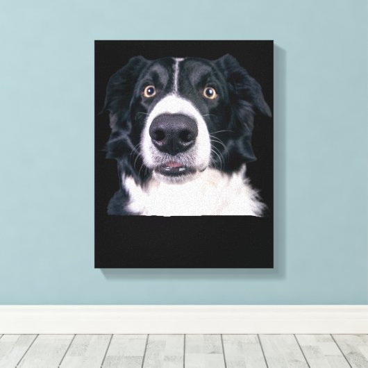 Schwarz-Weiß-Hundegesicht Leinwanddruck (Insitu (Holzboden))