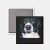 Schwarz-Weiß-Hundegesicht Magnet (Vorderseite/Rückseite)