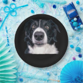Schwarz-Weiß-Hundegesicht Pappteller (Party)