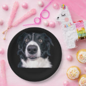 Schwarz-Weiß-Hundegesicht Pappteller (Party)