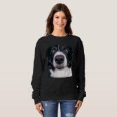 Schwarz-Weiß-Hundegesicht Sweatshirt (Vorne ganz)
