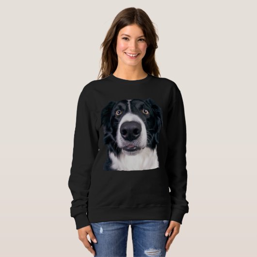 Schwarz-Weiß-Hundegesicht Sweatshirt (Vorne ganz)