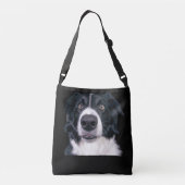 Schwarz-Weiß-Hundegesicht Tragetaschen Mit Langen Trägern (Rückseite)