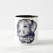 Schwarz-Weiß-Hundskizze Zweifarbige Tasse (Mittel)