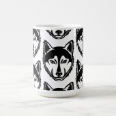 Schwarz-Weiß-Husky-Portrait Lino Cut Print Kaffeetasse (Mittel)