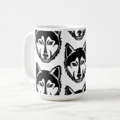 Schwarz-Weiß-Husky-Portrait Lino Cut Print Kaffeetasse (Vorderseite Links)
