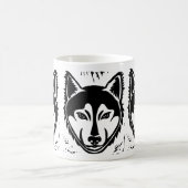 Schwarz-Weiß-Husky-Portrait Lino Cut Print Kaffeetasse (Mittel)