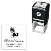 Schwarz-Weiß-Husky-Welpen-Hundeadresse Permastempel (Beispiel)