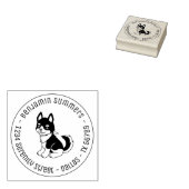 Schwarz-Weiß-Husky-Welpen-Runde-Adresse Gummistempel (Stempel)