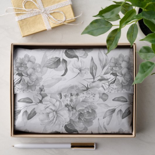 Schwarz-Weiß-Hydrangea Niederländische Still Life Seidenpapier (Geschenk)