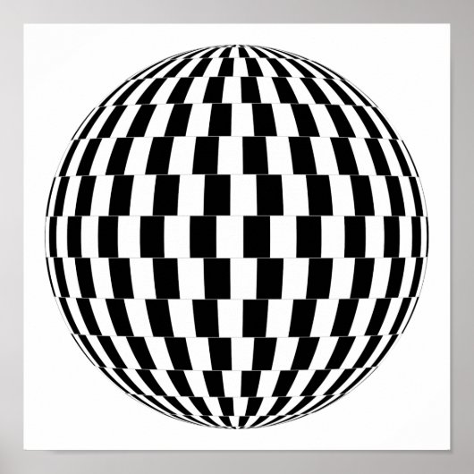 Schwarz-Weiß-Hypnotic-Disco-Ball Poster (Vorne)