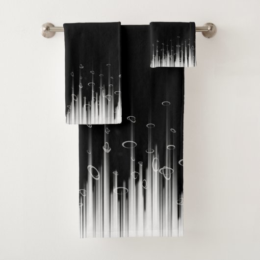 Schwarz-Weiß-Hypnotic-Line-Streaks Art Badhandtuch Set (Insitu)