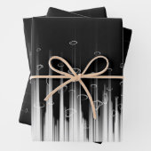 Schwarz-Weiß-Hypnotic-Line-Streaks Art Geschenkpapier Set (Beispiel)