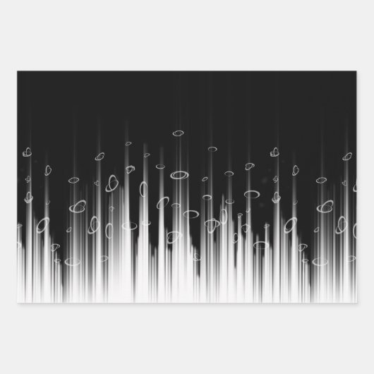 Schwarz-Weiß-Hypnotic-Line-Streaks Art Geschenkpapier Set (Vorderseite)