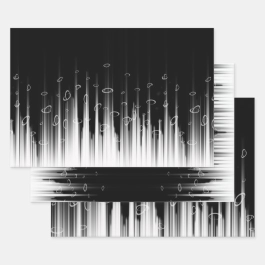 Schwarz-Weiß-Hypnotic-Line-Streaks Art Geschenkpapier Set (Set)