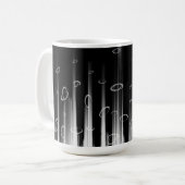 Schwarz-Weiß-Hypnotic-Line-Streaks Art Kaffeetasse (Vorderseite Links)