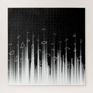 Schwarz-Weiß-Hypnotic-Line-Streaks Art Puzzle