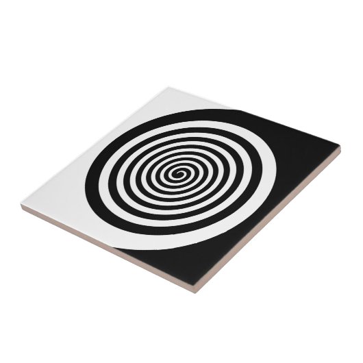 Schwarz-Weiß-Hypnotische Spirale Fliese (Seite)