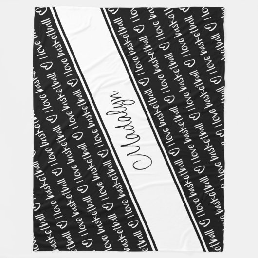 Schwarz-weiß I Liebe Basketballtextmuster Fleecedecke (Vorderseite)