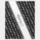 Schwarz-weiß I Liebe Volleyball-Satzmuster Fleecedecke (Vorderseite)