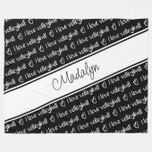 Schwarz-weiß I Liebe Volleyball-Satzmuster Fleecedecke (Vorderseite (Horizontal))