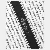 Schwarz-weiß I Liebe Volleyballtextmuster Fleecedecke (Vorderseite)