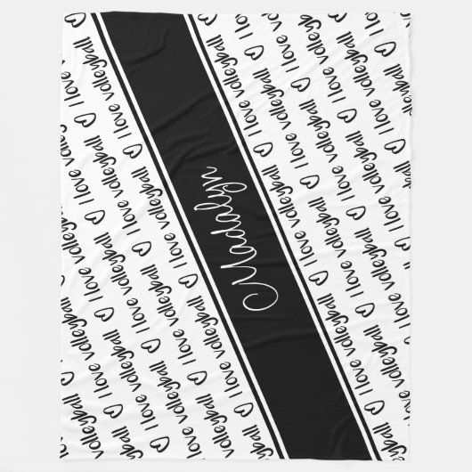 Schwarz-weiß I Liebe Volleyballtextmuster Fleecedecke (Vorderseite)